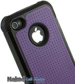 PURPLE BLACK SOFT RUBBER SKIN HARD CASE FOR iPHONE 4S  
