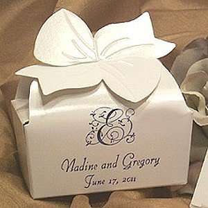   Bow Top Custom Favor Boxes   Small White