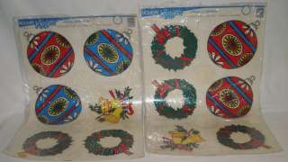 VINTAGE LARGE CHRISTMAS WINDOW CLINGS STICKERS X6  