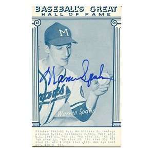  Warren Spahn Autographed HOF Commemorative Card Sports 