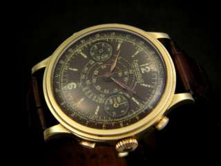 EBERHARD 18k Gold HUGA Chronograph 40s Chocolate Dial  