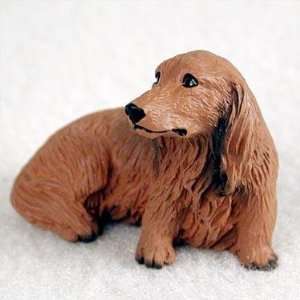  Dachshund Miniature Dog Figurine   Longhair   Red