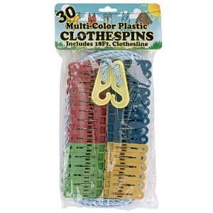  30 Piece Clothespins with Line Case Pack 60 Everything 