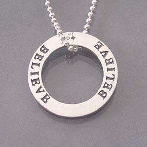 Circle of BELIEVE Sterling Silver Slide Ring Pendant  