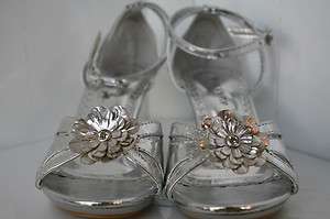 Girls Silver Dress Heels  Shoes 9,10,11,12,13,1,2,3,4,  
