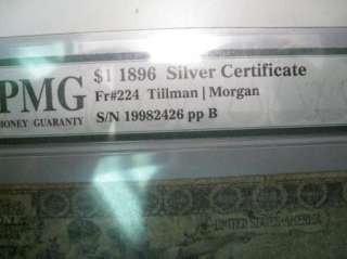 1896 Educational US $1.00 Note. Fr#224. Tillman/Morgan. PMG G6 