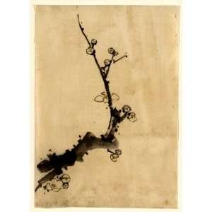   1830 Japanese Print . Fruit tree branch with blossoms