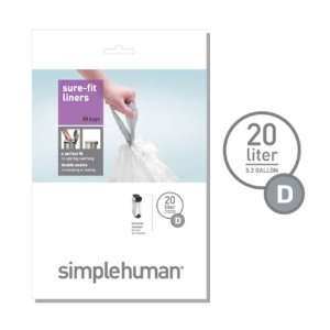  simplehuman Trash Can Liner D, 20 Liter/5.2 Gallons, 20 