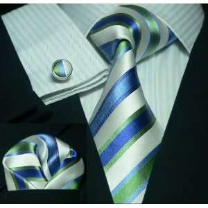  Mens Stripes Blue 100% Silk Tie Set TheDapperTie 99A 