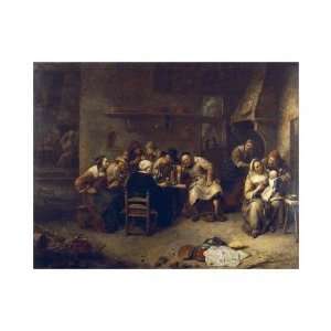  Gillis Van Tilborch   Peasants Drinking And Smoking In An 