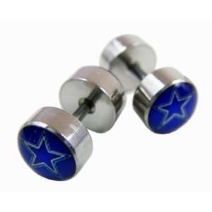   Ear Plugs   Blue And White Star Faux Ear Gauges (14 Gauge) Toys