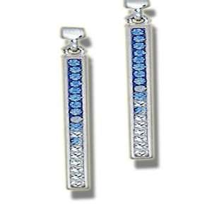  Ashley Arthur .925 Silver Sapphire Crystal Stick Earrings 
