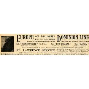  1900 Ad Dominion Line Atlantic St. Lawrence Service SS 