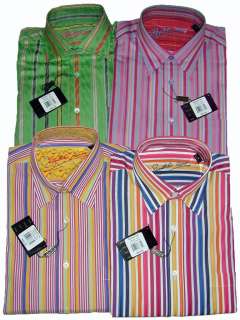 Bugatchi Uomo NWT M 100% Cotton Long Sleeve Mens Dress Shirt Stripes 