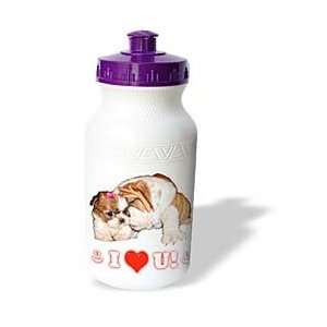   Bulldog and Shih Tzu I Love You   Water Bottles