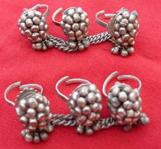 ETHNIC TRIBAL OLD SILVER TOE RINGS PAIR RAJASTHAN IND  