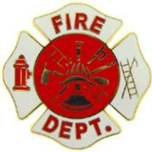  Fire Department Logo Shield Pin White 1 1/2 Arts, Crafts 