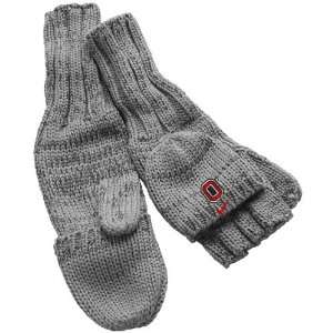   Buckeyes Ladies Charcoal Knit Convertible Mittens
