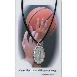  Boys Basketball Pewter Medal Prayer Card Pendant Charm 