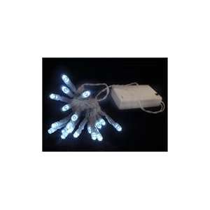  10 Battery Operated Cool White Clear LED Wide Angle 
