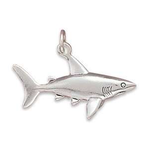    Sterling Silver Charm Pendant Shark Great White 3d Jewelry