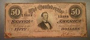 1864 $50 Confederate States of America Banknote T 66 Nice Note  