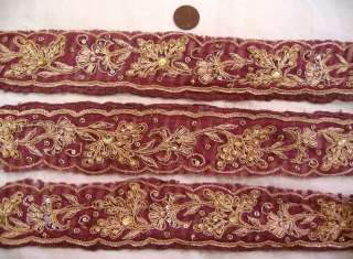   Vintage Antique Border Sari Trim Lace Ribbon ZARDOSI WOrk beauty stuff