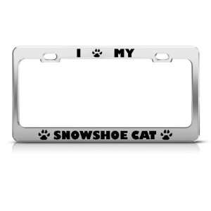 Snowshoe Cat Chrome Animal License Plate Frame Stainless Metal Tag 