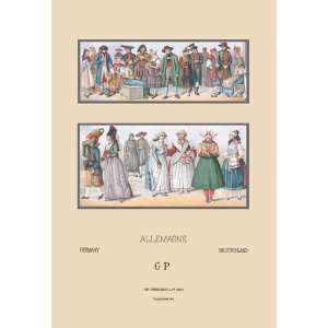  Popular Saxon and Bavarian Costumes 16X24 Giclee Paper 