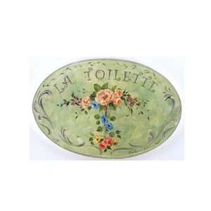  Green Floral La Toilette Oval Plaque