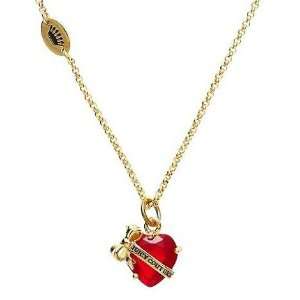   Juicy Couture Jewelry Banner Heart Crystal Necklace Ruby Gold Jewelry