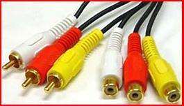 FeeT 3x3 RCA Male to RCA Female Audio Cable 6FT x1  