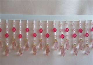 Coral and rose beaded fringe, dance, costumes, lampshades  