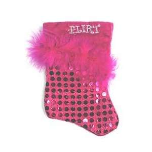  7 Pink Sequined Feathered Flirt Mini Christmas Stocking 