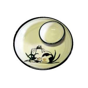  Cat Chip and Dip Plate by Moonfire Pottery Kitchen 