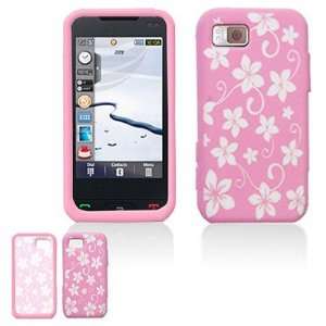  Silicone Case Samsung A867 Pink with Flowers Cell Phones 