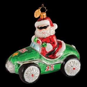 RADKO Christmas Ornament COOL RIDER santa race car NWT  