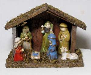 Miniature Nativity Creche Hand Painted Porcelain Mary Joseph Baby 