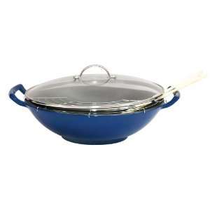 Le Cuistot Enameled Cast Iron 5 piece Wok with Glass Lid, 14 Inch  2 
