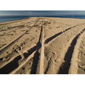 Tire Tracks Leading to the North Point of Block Island, Rhode Island 