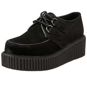 Demonia Goth Punk Shoes 2 P/F Creeper 101 Black Veggie Suede  