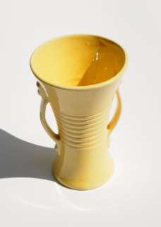 Mid Century Art Deco Brush Mccoy Pottery Yellow Vase  