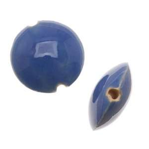  Golem Design Studio Glazed Ceramic Blue Lentil Bead 23mm 