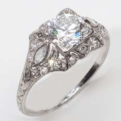 Antique Deco Diamond Platinum Engagement Ring Vintage  