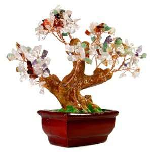 Bonsai Crystal Tree with Authentic Agate, Amethyst and Clear Quartz 