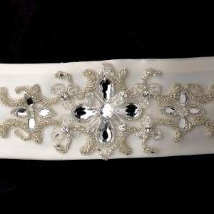Crystals Beads & Rhinestone Bridal Belt White or Ivory  