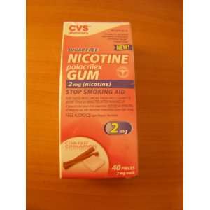 CVS Nicotine Polacrilex Nicotine Gum Coated Cinnamon Sugar Free 2mg 40 