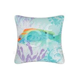  Fish & Coral Throw Pillow   18 x 18