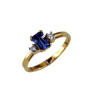  Ladies Sapphire & Diamond Ring in 14k Yellow Gold. (TCW 