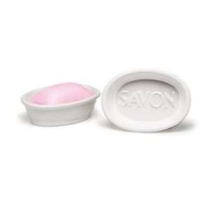  Savon Embossed Ceramic White Soap Dish
